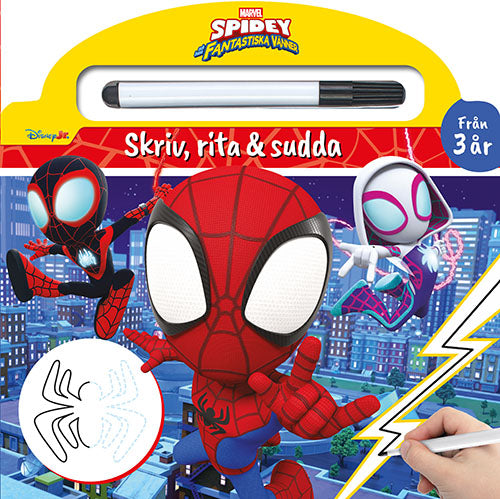 Omslaget till boken Marvel - Skriv och sudda ut - Spidey (kartongbok med inte permanent penna)