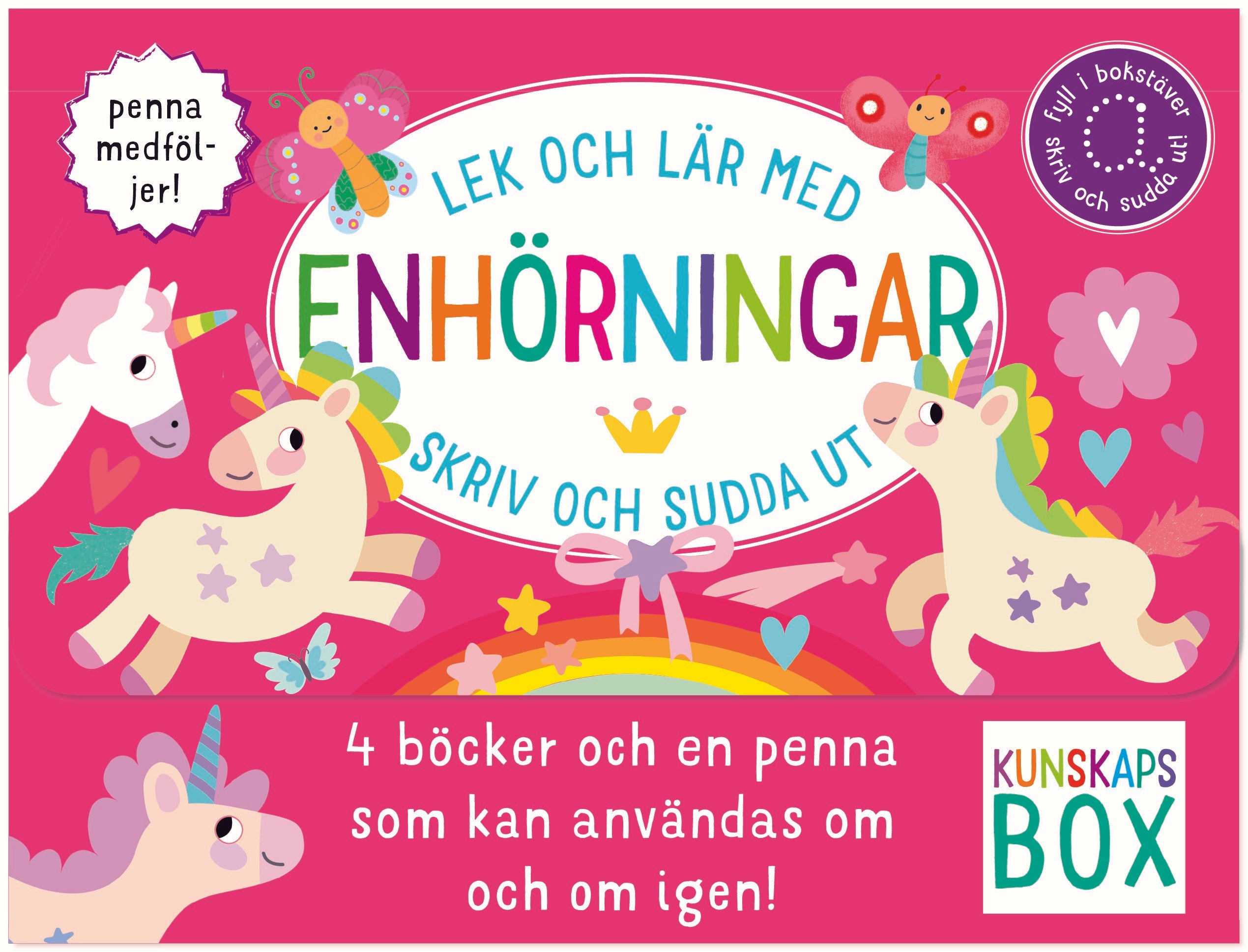 Skriv och sudda ut - Lek och Lär med Enhörningar